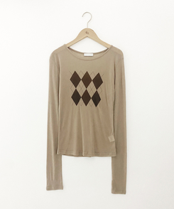 アーガイルテンセル長袖Tシャツ