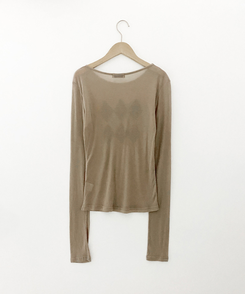 アーガイルテンセル長袖Tシャツ