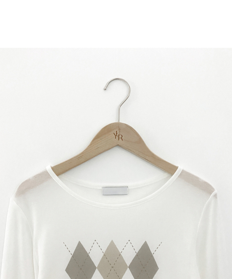 アーガイルテンセル長袖Tシャツ