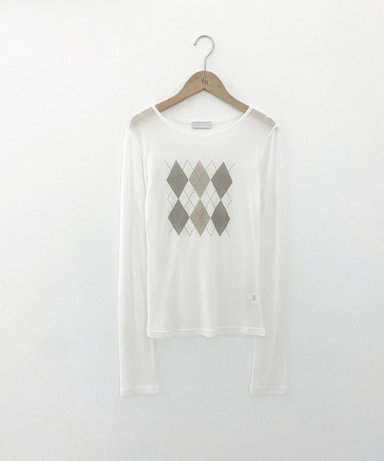 アーガイルテンセル長袖Tシャツ