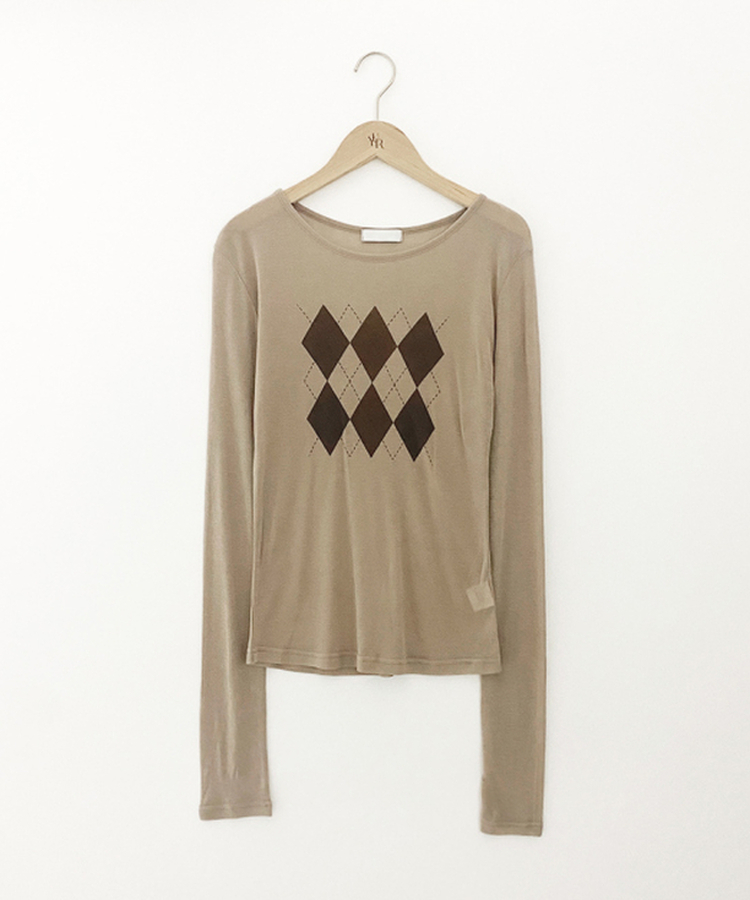 アーガイルテンセル長袖Tシャツ