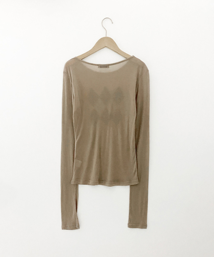 アーガイルテンセル長袖Tシャツ