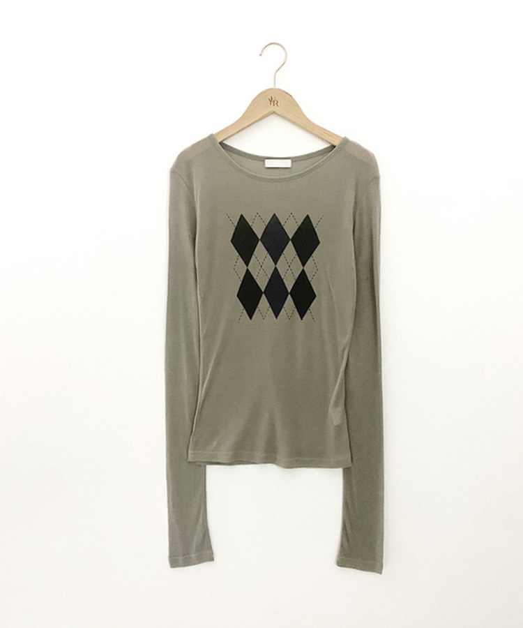 アーガイルテンセル長袖Tシャツ