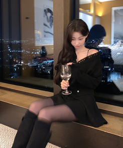 【SET】ムードカーディガン スカート BLACK