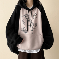 【起毛】ラグランバイカラーフード BEIGE