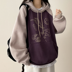 【起毛】ラグランバイカラーフード PURPLE