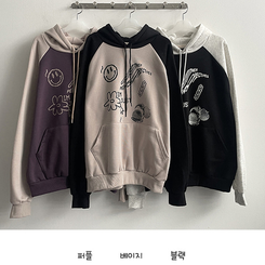 【起毛】ラグランバイカラーフード