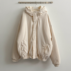 ハイネックコーデュロイウール裏地フードジャンパー