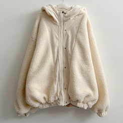 ハイネックコーデュロイウール裏地フードジャンパー