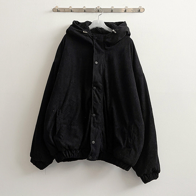 ハイネックコーデュロイウール裏地フードジャンパー