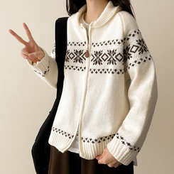 ノルディックニットジップアップ IVORY