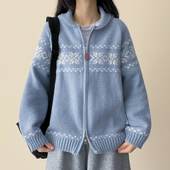 ノルディックニットジップアップ SKY BLUE