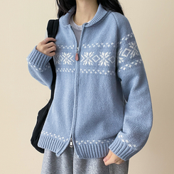 ノルディックニットジップアップ SKY BLUE