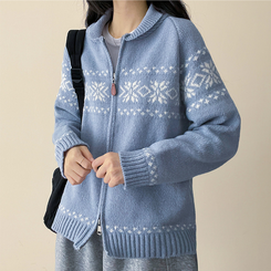 ノルディックニットジップアップ SKY BLUE