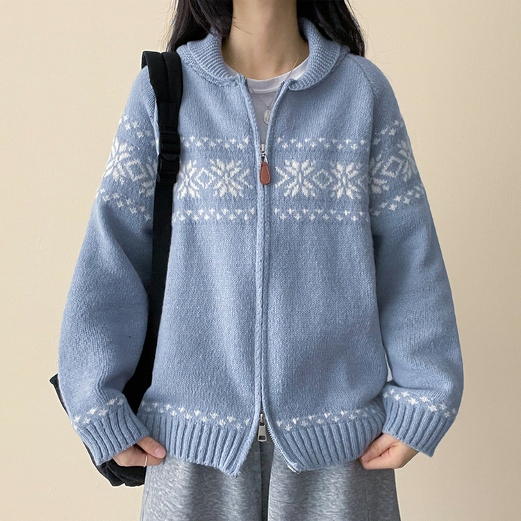 ノルディックニットジップアップ SKY BLUE