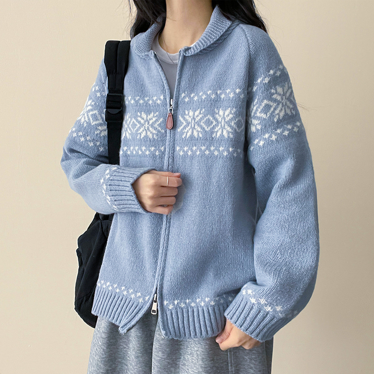 ノルディックニットジップアップ SKY BLUE