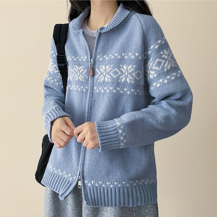 ノルディックニットジップアップ SKY BLUE