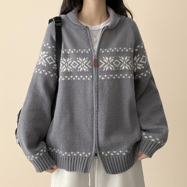 ノルディックニットジップアップ GREY