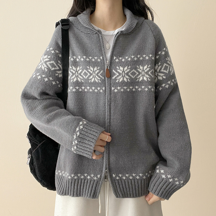 ノルディックニットジップアップ GREY