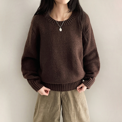 厚手ベーシックニット(8color) BROWN