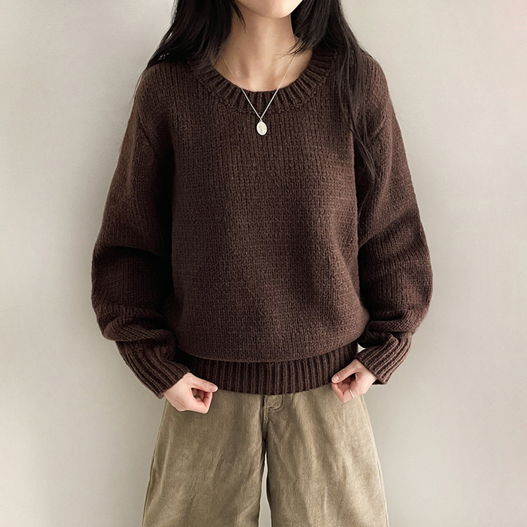 厚手ベーシックニット(8color) BROWN