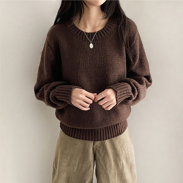 厚手ベーシックニット(8color) BROWN