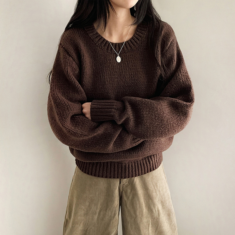 厚手ベーシックニット(8color) BROWN