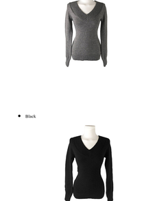 ディープVネックスリムオフニット