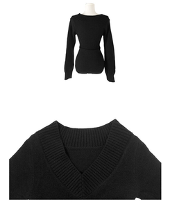 ディープVネックスリムオフニット