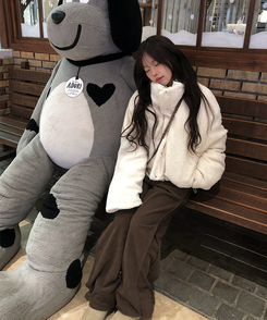 ーウールカラーリバーシブルショートダウン WHITE