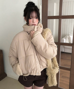 ーウールカラーリバーシブルショートダウン BEIGE