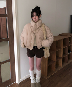 ーウールカラーリバーシブルショートダウン BEIGE