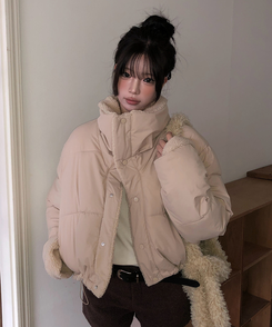 ーウールカラーリバーシブルショートダウン BEIGE