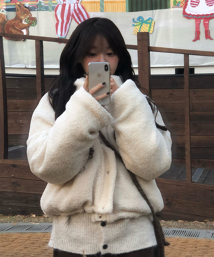 ーウールカラーリバーシブルショートダウン WHITE