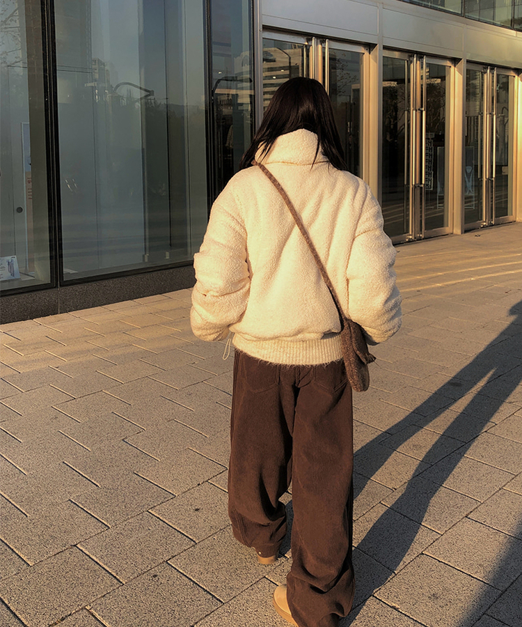 ーウールカラーリバーシブルショートダウン WHITE