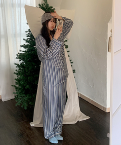 【SET】ミックスシルキーパジャマ NAVY