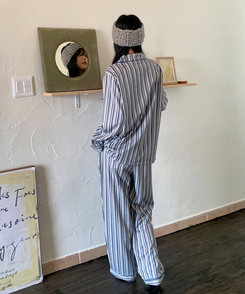 【SET】ミックスシルキーパジャマ NAVY