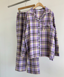 【SET】ラベンダーチェックパジャマ