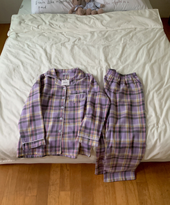 【SET】ラベンダーチェックパジャマ