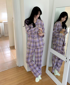 【SET】ラベンダーチェックパジャマ LAVENDER