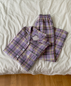 【SET】ラベンダーチェックパジャマ