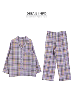 【SET】ラベンダーチェックパジャマ