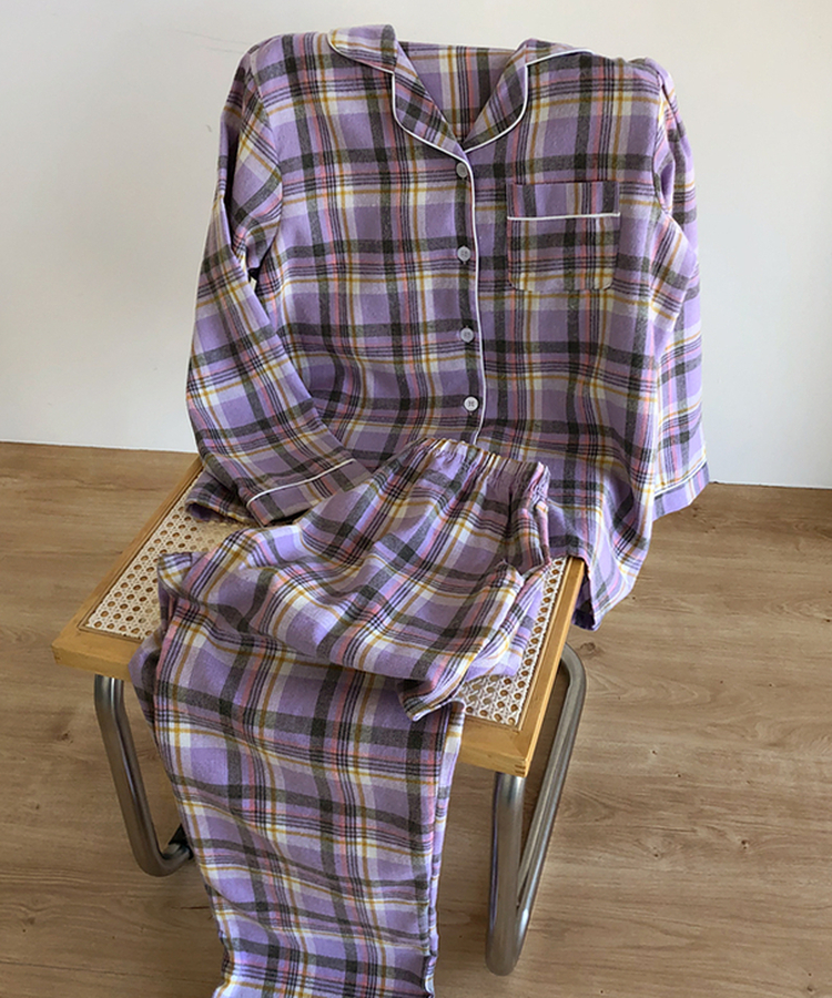 【SET】ラベンダーチェックパジャマ