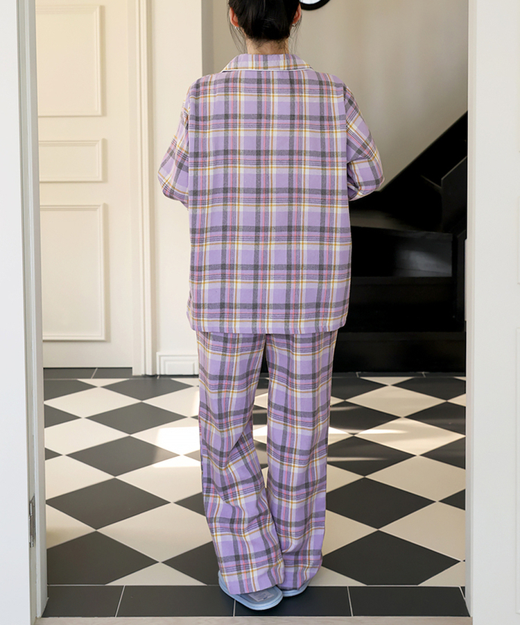 【SET】ラベンダーチェックパジャマ LAVENDER