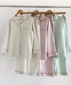 【SET】バイカラーストライプパジャマ