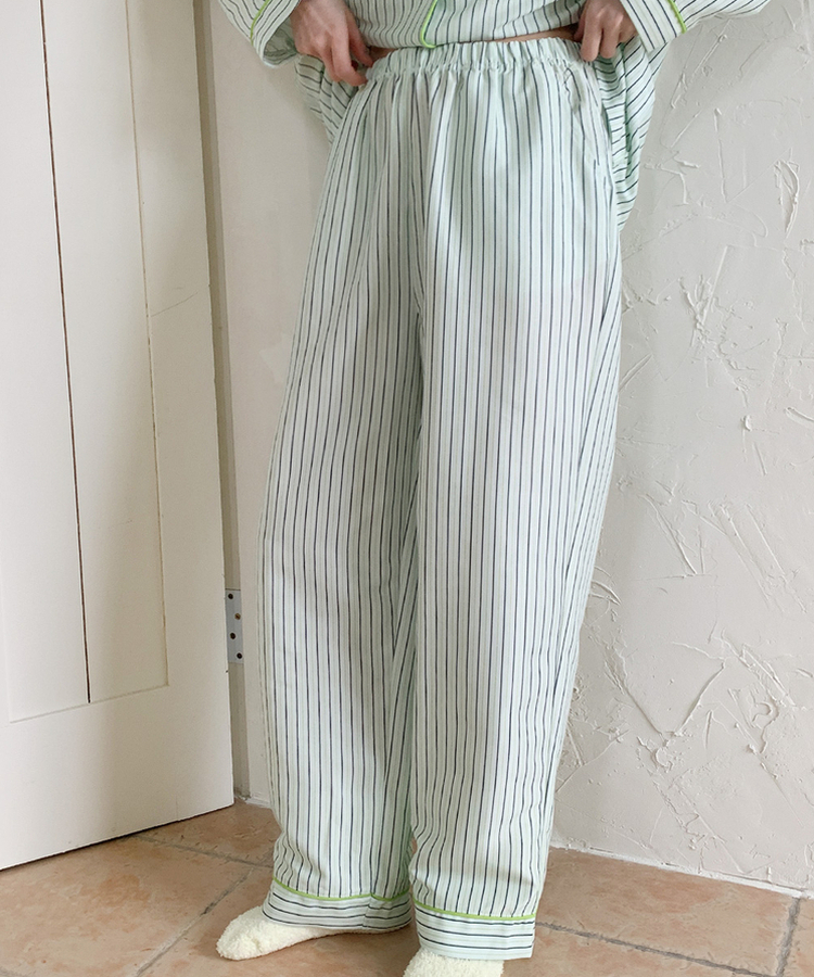 【SET】バイカラーストライプパジャマ MINT