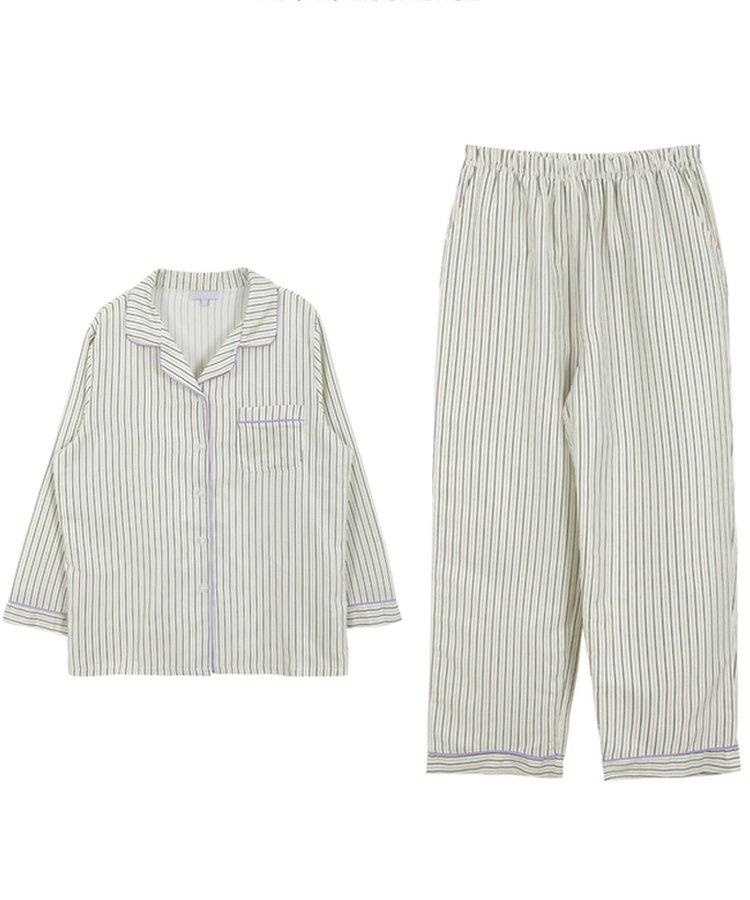 【SET】バイカラーストライプパジャマ
