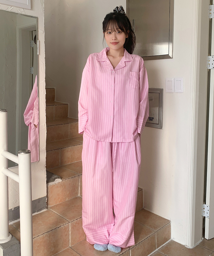 SET】キャンディーストライプパジャマ｜ツーピース｜韓国ファッション