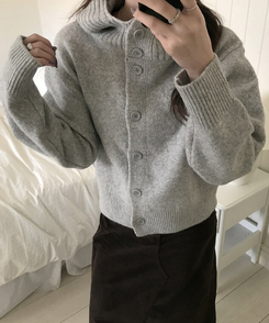 ハイネックカーディガン GREY