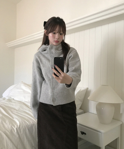 ハイネックカーディガン GREY